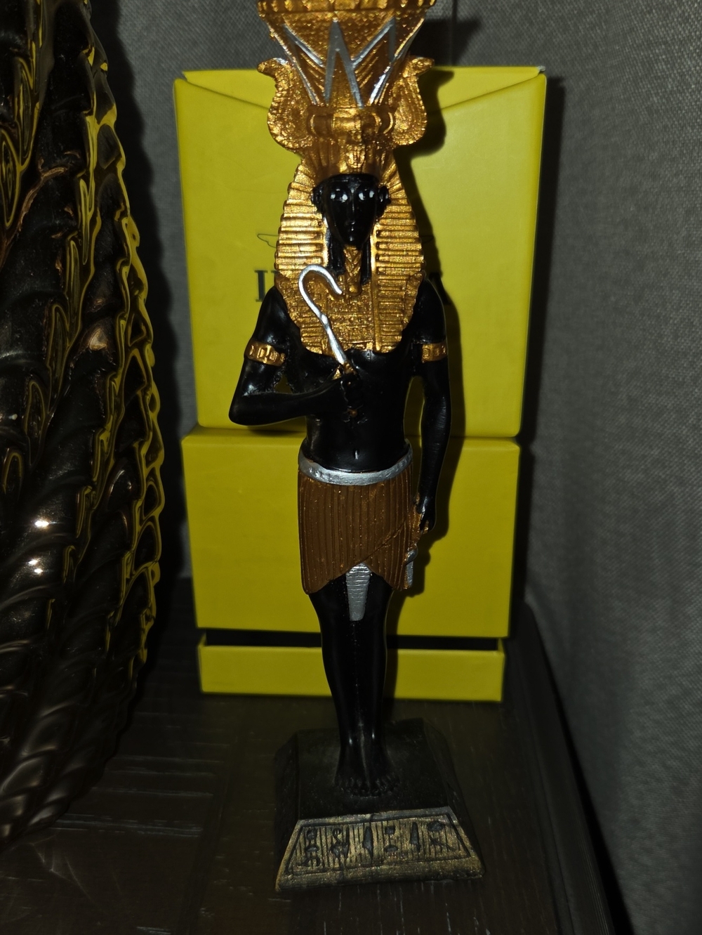 Black and Gold Egyptian Anubis Statue - Candleholder Home Art